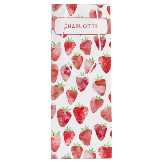 Erdbeere Wasserfarbe Personalisiert Geschenktüte Für Weinflaschen (Rückseite)