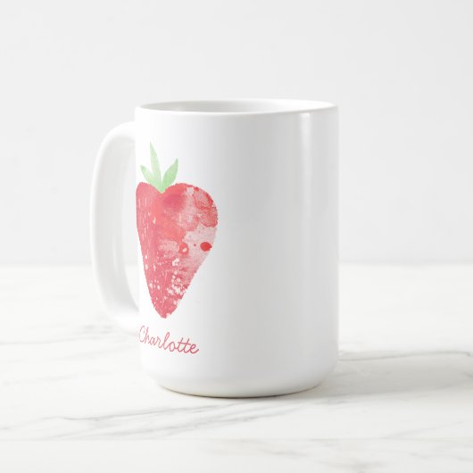 Erdbeere Wasserfarbe Personalisiert Kaffeetasse (Vorderseite Links)
