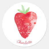 Erdbeere Wasserfarbe Personalisiert Runder Aufkleber (Vorderseite)