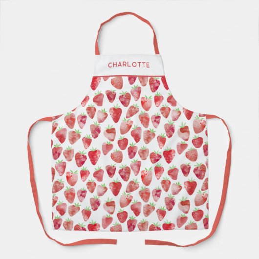 Erdbeere Wasserfarbe Personalisiert Schürze (Vorderseite)