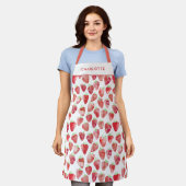 Erdbeere Wasserfarbe Personalisiert Schürze (Getragen)