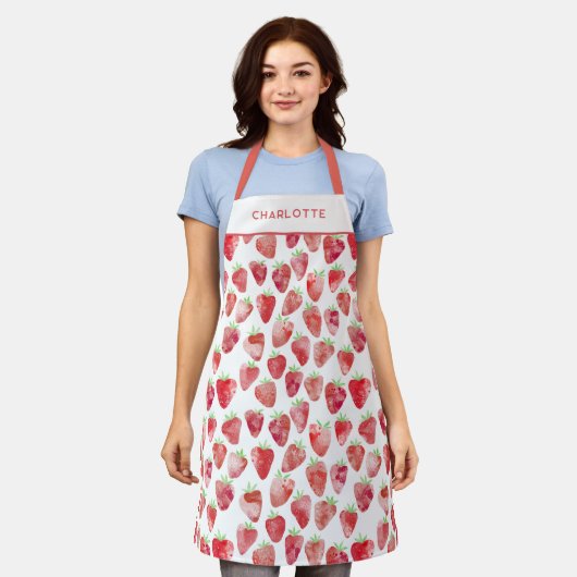 Erdbeere Wasserfarbe Personalisiert Schürze (Getragen)