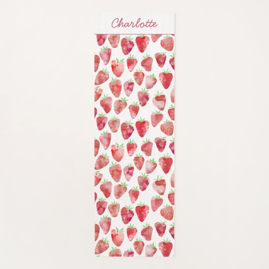 Erdbeere Wasserfarbe Personalisiert Yogamatte (Vorderseite)