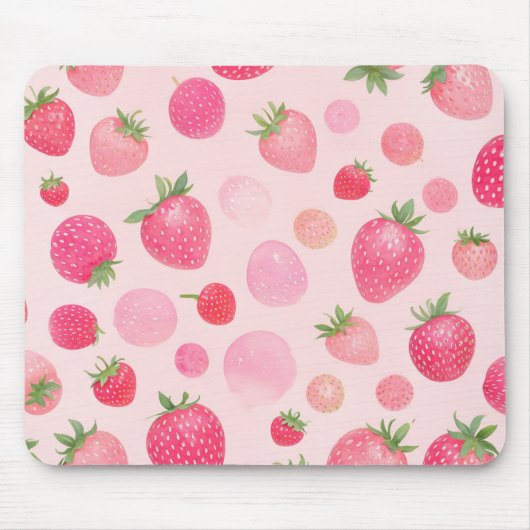 Erdbeere Wasserfarbe Rosa Berry Nahtloses Muster Mousepad (Vorne)