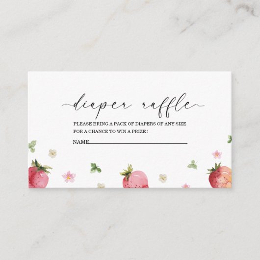 Erdbeere Wasserfarben Babydusche-Windeln-Gewinnspi Begleitkarte (Vorderseite)