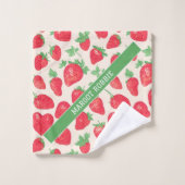 Erdbeere Wasserfarbenes Muster Badhandtuch Set (Waschlappen)