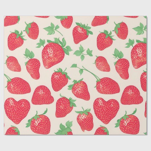 Erdbeere Wasserfarbenes Muster Geschenkpapier (Flach)
