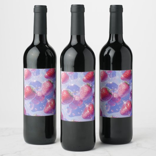 Erdbeere Weinetikett (Flaschen)