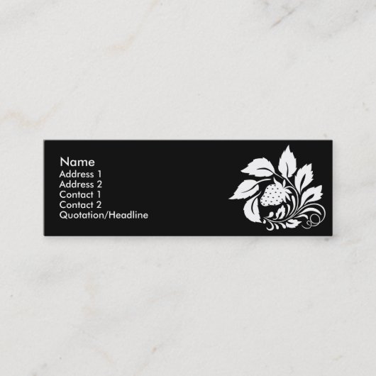 Erdbeere_weiß Mini Visitenkarte (Vorderseite)