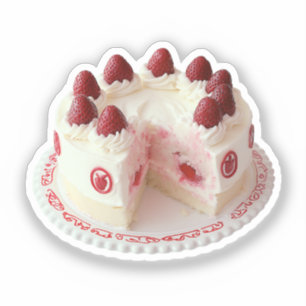 Erdbeere Whipped Cream Cake Aufkleber