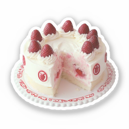 Erdbeere Whipped Cream Cake Aufkleber (Vorderseite)