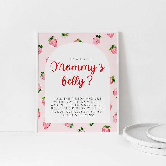 Erdbeere wie groß ist Mammys Babydusche Poster