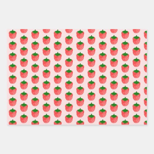 Erdbeere Zeichnend Geschenkpapier Set (Vorderseite)