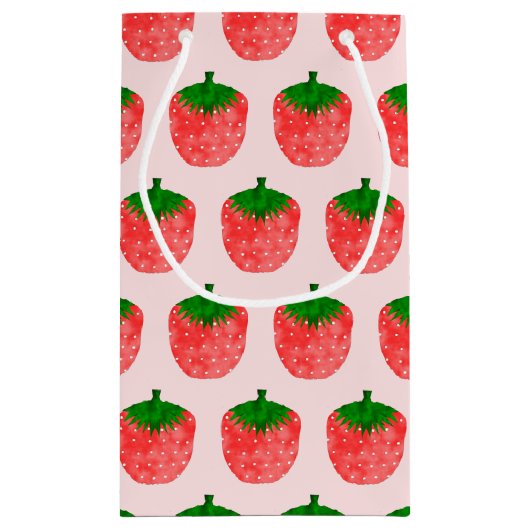 Erdbeere Zeichnend Kleine Geschenktüte (Rückseite)