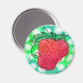 Erdbeere Zeichnend Magnet (Vorderseite/Rückseite)