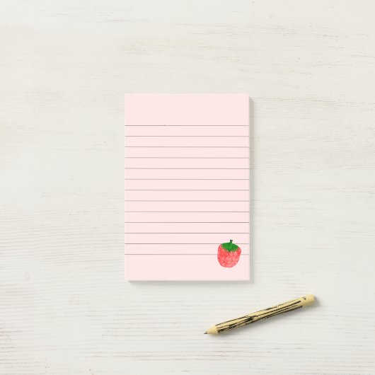Erdbeere Zeichnend Post-it Klebezettel (Auf Schreibtisch)