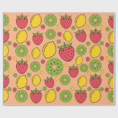 Erdbeere, Zitrone und Kiwi-Früchte Tapete Hintergr Geschenkpapier (Flach)