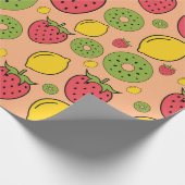 Erdbeere, Zitrone und Kiwi-Früchte Tapete Hintergr Geschenkpapier (Ecke)