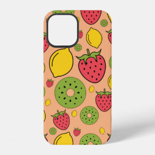 Erdbeere, Zitrone und Kiwi-Früchte Wallpaper Hinte iPhone 12 Hülle
