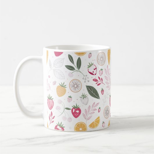 Erdbeere-Zitrus-Frucht-Muster-Tasse Kaffeetasse (Links)