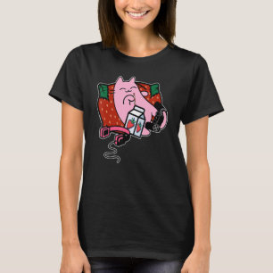 Erdbeere Zittern Erdbeere Milch Rosa Katze T-Shirt