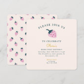 Erdbeere zum ersten Geburtstag Einladung (Vorne/Hinten)