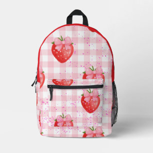 Erdbeere zurück zur Schule pink und rot  Bedruckter Rucksack