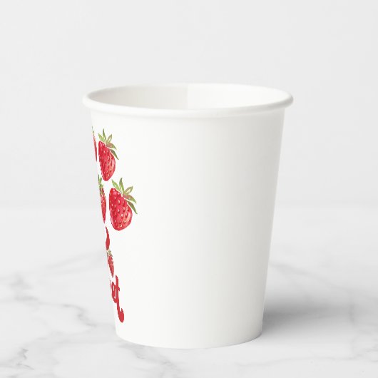 Erdbeere zwei süße 2. Geburtstag Pappbecher (Links)