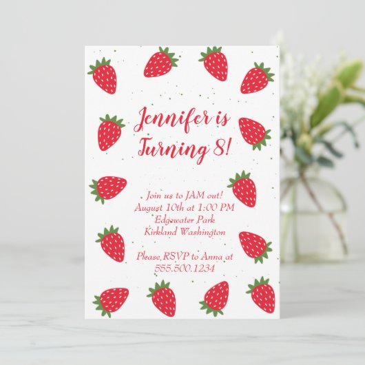 Erdbeereinladung Einladung (Stehend Vorderseite)