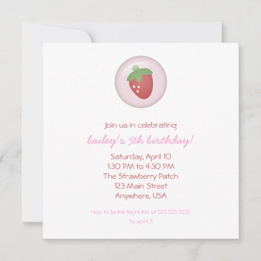 Erdbeereinladung Einladung (Vorderseite)
