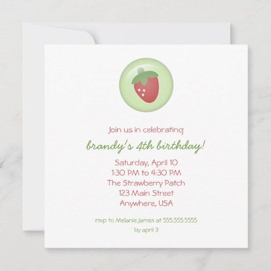Erdbeereinladung Einladung (Vorderseite)