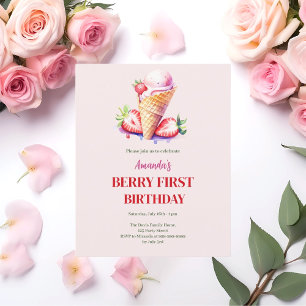 Erdbeereis 1. Geburtstagsbeere erste Einladung