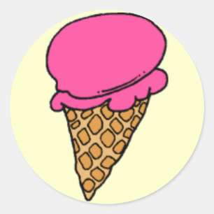 Erdbeereis Creme! Runder Aufkleber