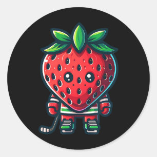 Erdbeereis-Hockey Süße Beeren-Spielerin Runder Aufkleber