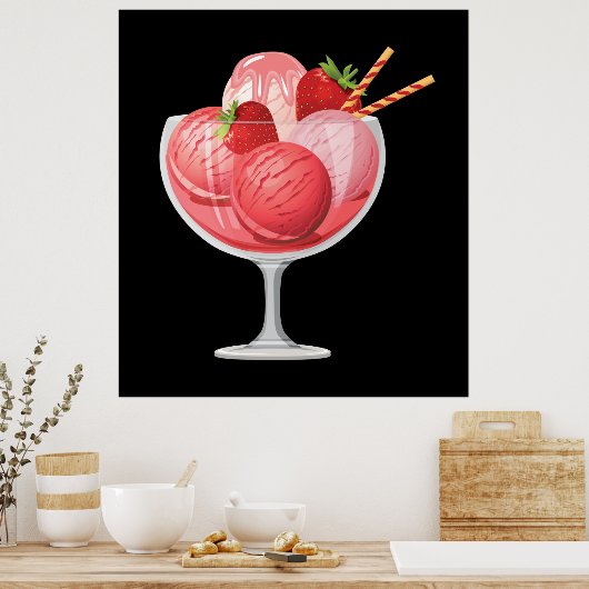 Erdbeereis Poster (Küche)