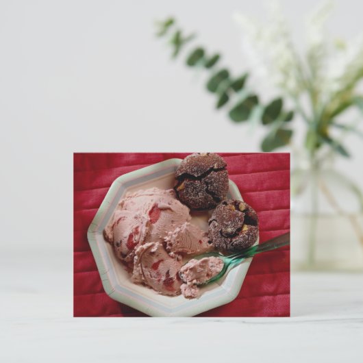 Erdbeereis Postkarte (Stehend Vorderseite)