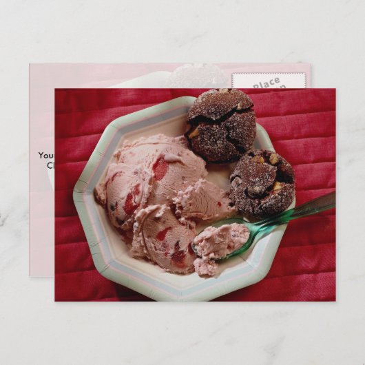 Erdbeereis Postkarte (Vorne/Hinten)