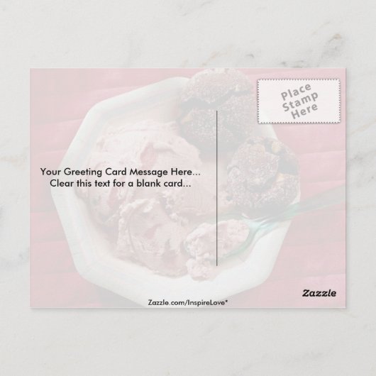 Erdbeereis Postkarte (Rückseite)