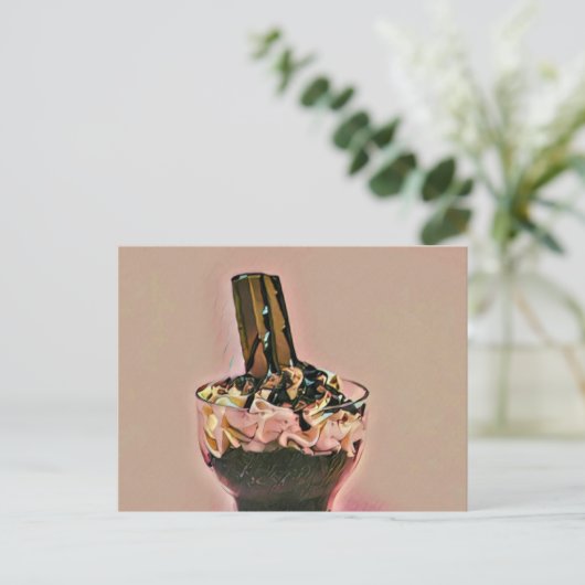 Erdbeereis Postkarte (Stehend Vorderseite)