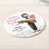 Erdbeereiscreme-Brautparty aufgefangen Runder Pappuntersetzer (Angewinkelt)