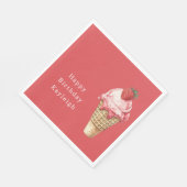 Erdbeereiscremekegel Geburtstag Serviette (Ecke)
