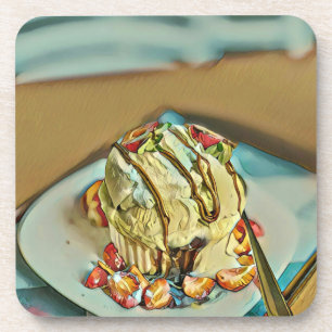 Erdbeereiskuchen Getränkeuntersetzer