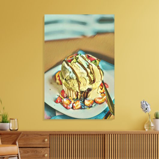 Erdbeereiskuchen Leinwanddruck (Insitu (Wohnzimmer))