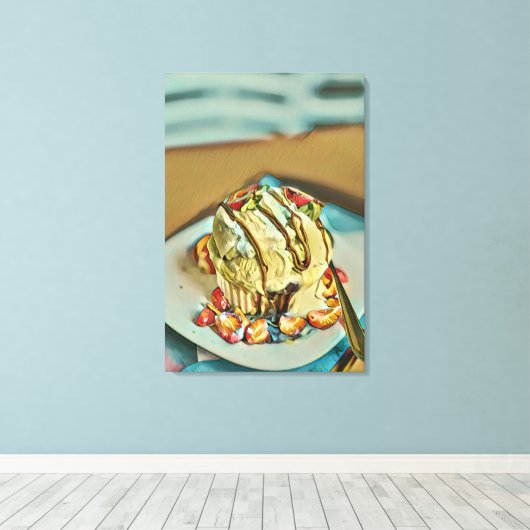 Erdbeereiskuchen Leinwanddruck (Insitu (Holzboden))