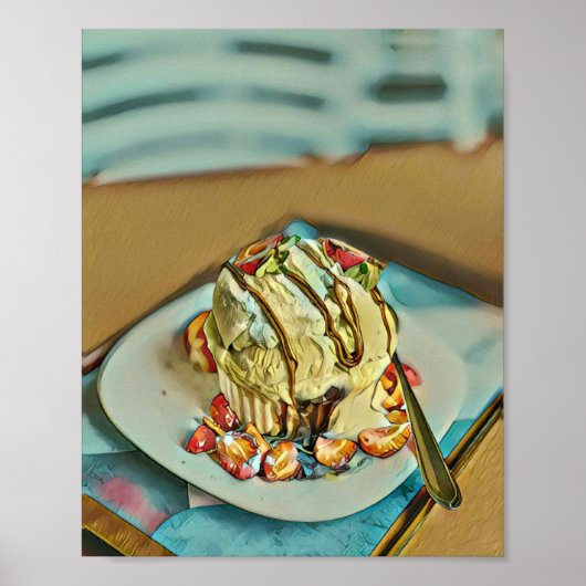 Erdbeereiskuchen Poster (Vorne)