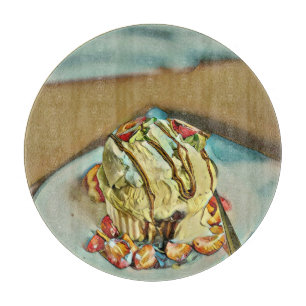 Erdbeereiskuchen Schneidebrett