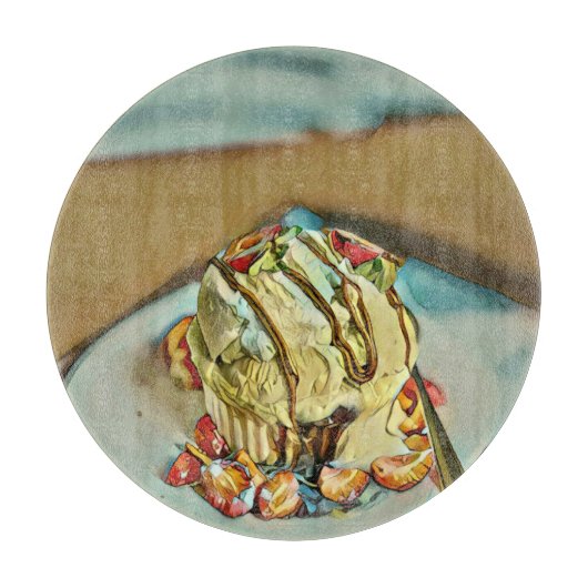 Erdbeereiskuchen Schneidebrett (Vorderseite)