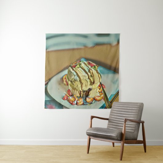 Erdbeereiskuchen Wandteppich (Beispiel)