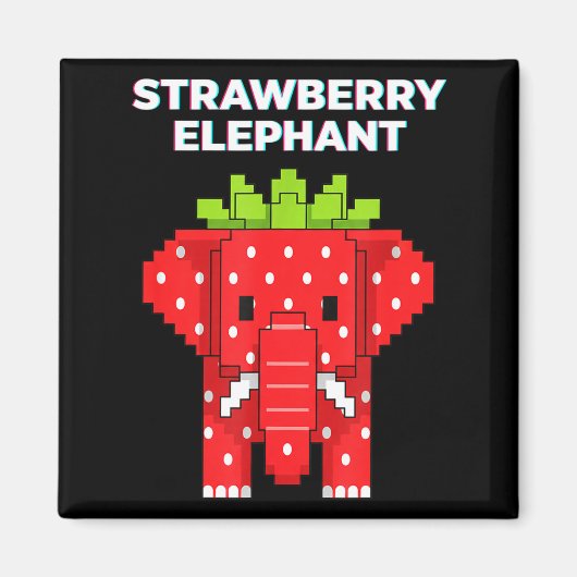Erdbeerelefant Pixel-Art süßes Dschungeltier Magnet (Vorne)