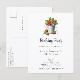 Erdbeeren am Geburtstag eines Eisers Einladungspostkarte